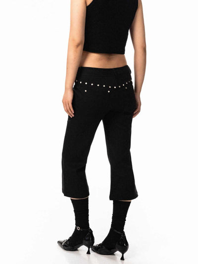Pantalones Skinny Flare Negros con Remaches - Diseño Versátil y Moderno - Image 8