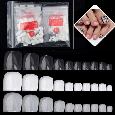 500 Uñas Postizas Transparentes Naturales Blancas