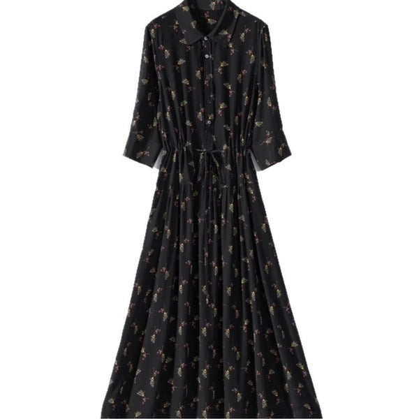 Vestido Camisero de Seda Floral Largo - Image 5
