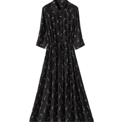 Vestido Camisero de Seda Floral Largo - Image 5