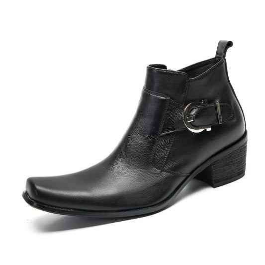 Botas Altas Casuales de Cuero para Hombre - Estilo Retro Trendy - Image 2