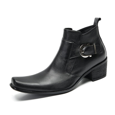 Botas Altas Casuales de Cuero para Hombre - Estilo Retro Trendy - Image 2