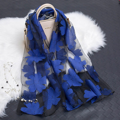 Pañuelo de Seda Estampado Flores Huecas - Diseño Elegante y Versátil - Image 26