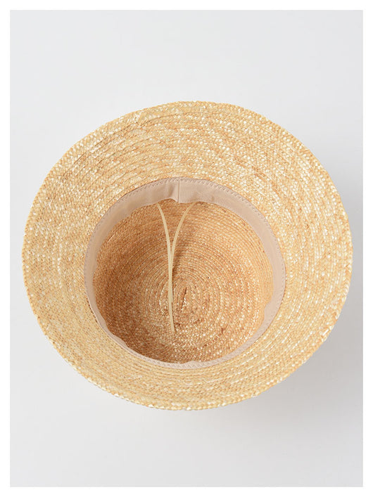 Sombrero Bucket de Paja con Ala Plana - Protección Solar Elegante - Image 3
