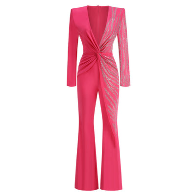 Jumpsuit Elegante Escotado con Lentejuelas y Strass - Image 14