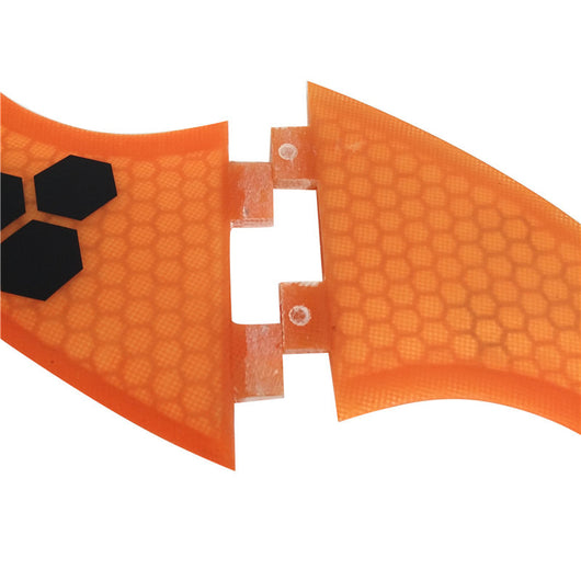 Aleta de Tabla de Surf Fibra de Vidrio Honeycomb Verde Naranja - Thruster FCS Future G5 - Image 4