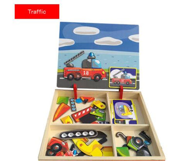 Juego Magnético Montessori con Caja Puzzle de Madera y Dibujos Educativos - Image 16