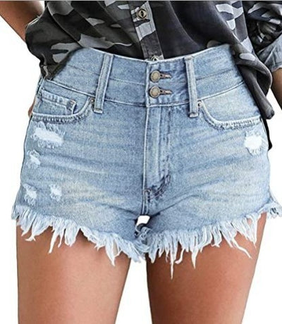 Short de Mezclilla con Flecos para Mujer - Talle Alto y Súper Elástico - Image 7