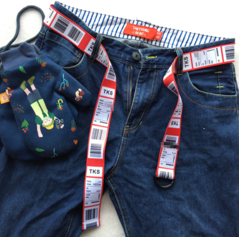 Cinturón Unisex Estilo Preppy con Hebilla Bicíclica y Estampado Digital