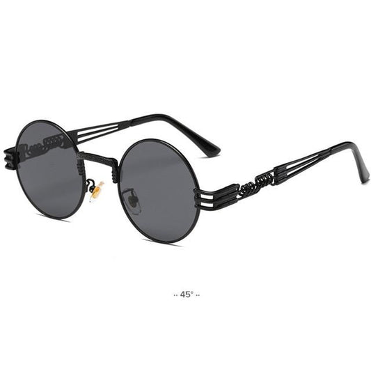 Gafas de Sol Redondas Steampunk Doradas con Cristales Espejados - Estilo Retro Vintage Unisex - Image 2