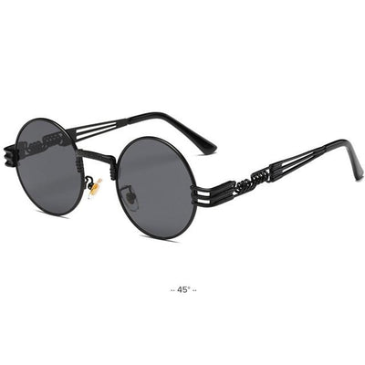 Gafas de Sol Redondas Steampunk Doradas con Cristales Espejados - Estilo Retro Vintage Unisex - Image 2