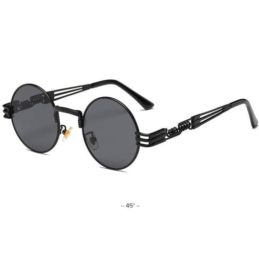 Gafas de Sol Redondas Steampunk Doradas con Cristales Espejados - Estilo Retro Vintage Unisex - Image 2