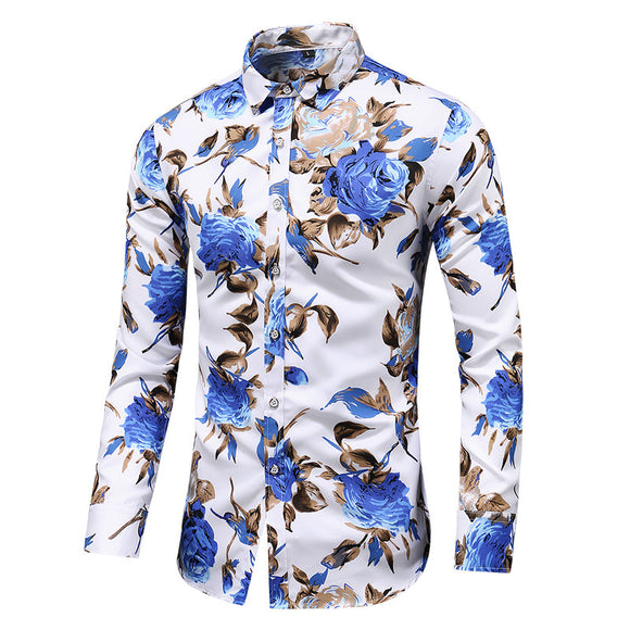 Camisa de Manga Larga con Estampado en Solapa