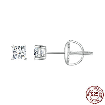 Aretes de Plata 925 con Moissanita Cuadrada Estilo Princesa - Image 2