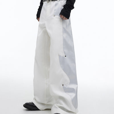 Pantalones de Patchwork en Cuero con Remaches Flame