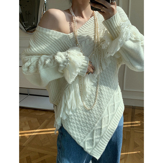 Suéter Cuello V con Borlas - Diseño Elegante para Mujer - Image 8