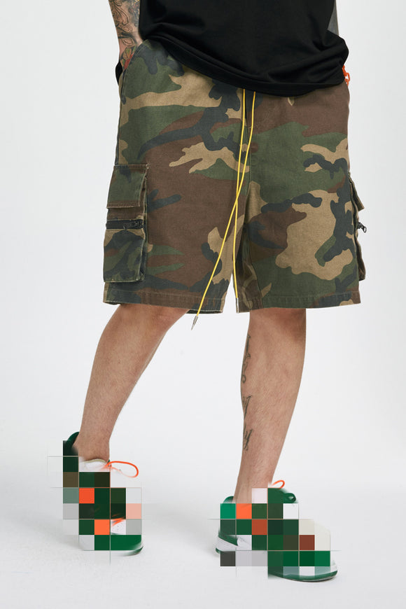 Shorts Cargo Camuflaje Vintage con Cierre - Estilo Casual Moderno para Hombre