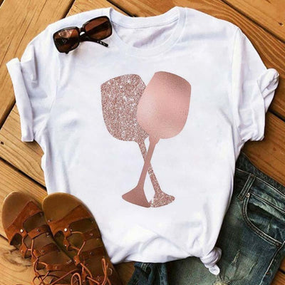 Playera Kawaii Copa de Vino Rose Gold - Image 25