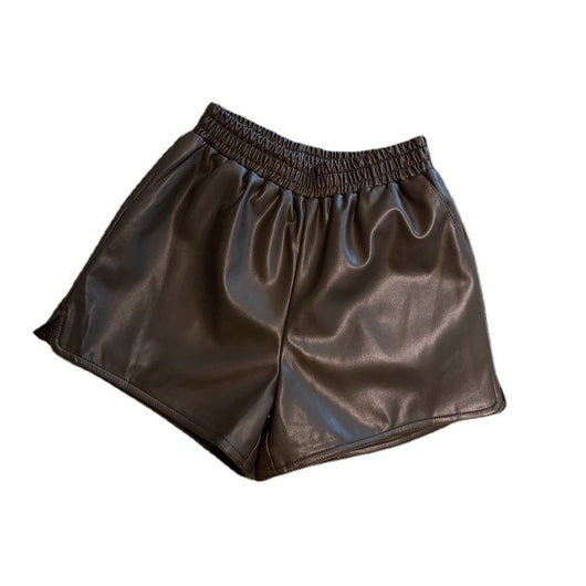 Shorts de Cuero Sintético Mujer Cintura Alta Suelta con Abertura - Image 5