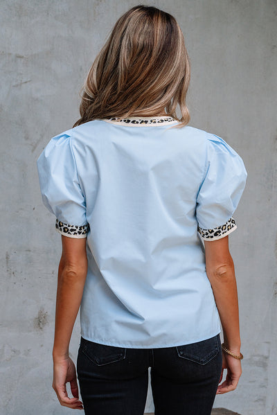 Blusa de Gasa con Cuello V y Mangas Abullonadas - Image 8