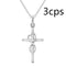 Alloy Pendant With Diamond And Eight-character Cross Necklace Plateado 3PC