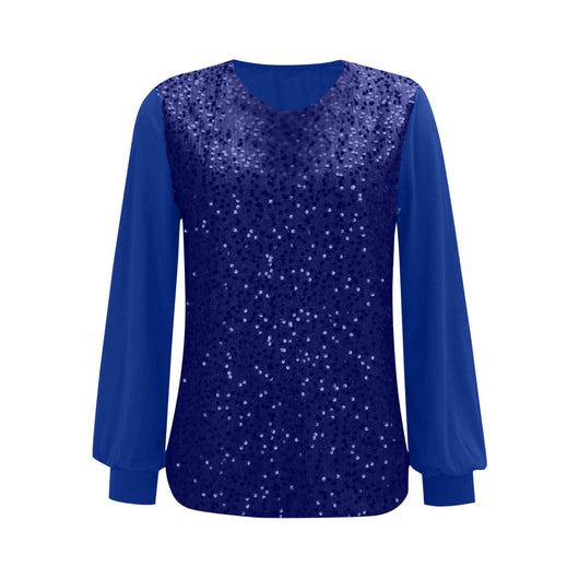 Blusa Suéter Holgada con Lentejuelas y Cuello Redondo - Manga Larga Casual - Image 17