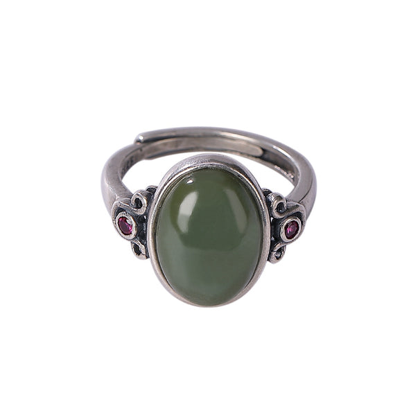 Anillo de Plata Esterlina con Zafiro Hetian para Mujer