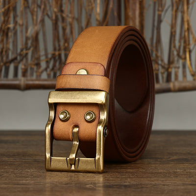 Cinturón de Cuero Envejecido Premium con Hebilla de Bronce - Image 10