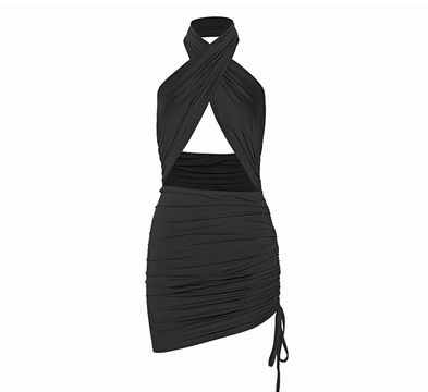 Vestido Elegante Backless de Color Sólido con Cuello Halter - Image 6