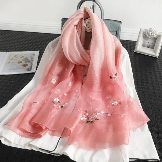 Pashmina de Seda y Lana con Bordado Degradado - Protección Solar - Image 3