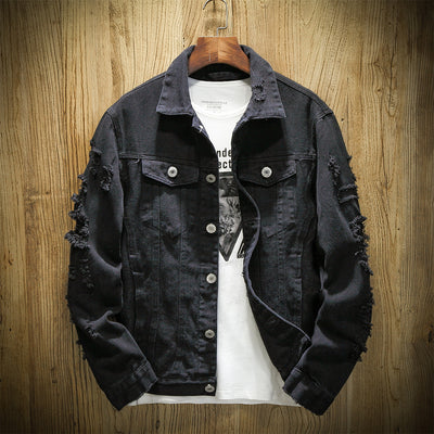 Chaqueta de Mezclilla Suelta con Detalles Rotos para Hombre - Image 6
