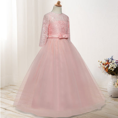 Vestido Infantil de Manga Larga para Dama de Honor - Falda Floral Elegante - Image 13