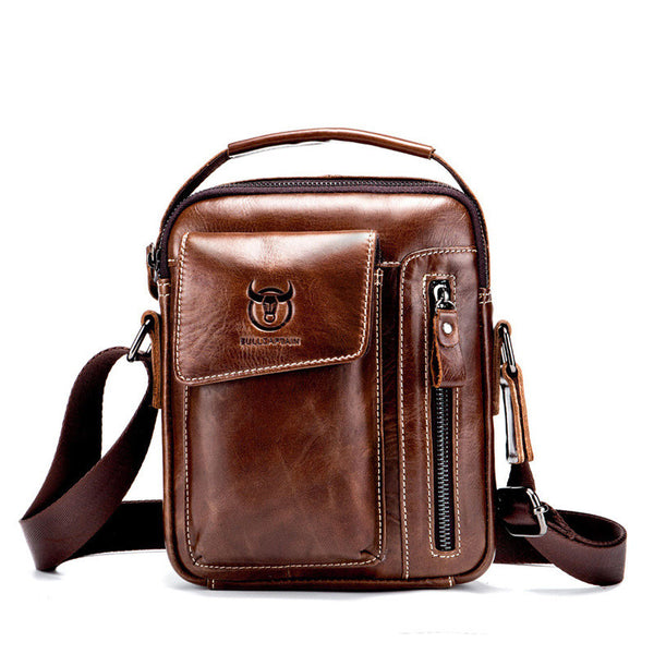 Bolsa Mensajero de Cuero Genuino para Hombre - Primera Capa