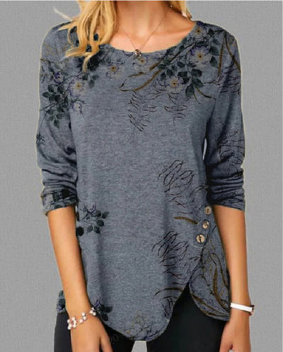 Blusa Estampada Cuello Redondo Manga Larga para Mujer - Image 10