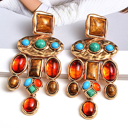 Aretes Barrocos de Piedras Sintéticas
