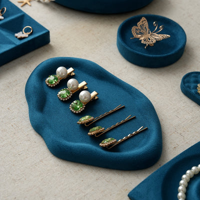 Bandeja Exhibidora de Terciopelo Azul Pavo Real para Joyería - Image 3