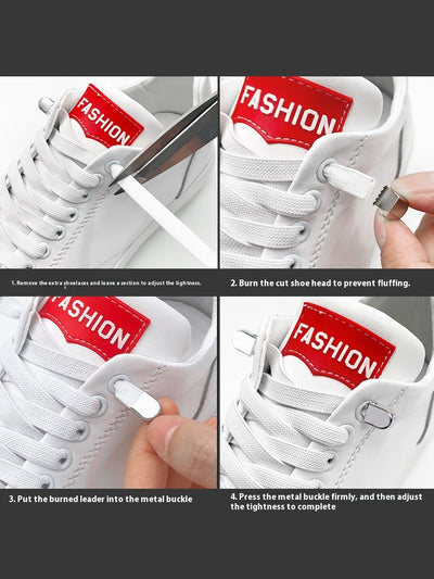Cordones Elásticos sin Nudo - Zapatos Blancos Unisex con Cierre Ajustable - Image 4