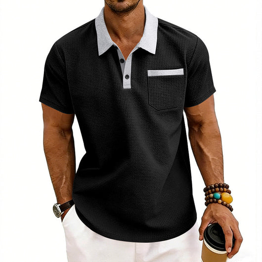 Polo Holgado de Punto Waffle para Hombre - Manga Corta - Image 31
