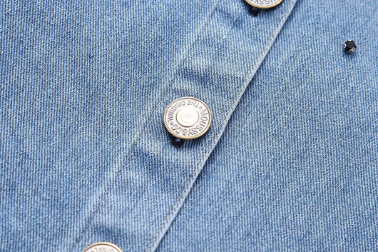 Camisa Denim Corta con Strass de Manga Larga - Image 11