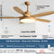 Wood Grain, Five Blades, 52-Inch Remote Control, 52 Inches