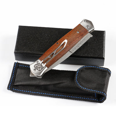 Cuchillo Plegable de Caza VG10 Damasco Artesanal con Mango de Wengué - EDC Premium - Image 11