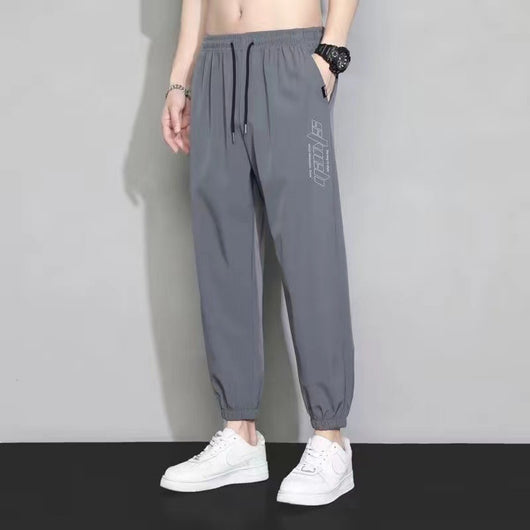 Pantalones Casuales de Seda de Hielo Transpirables Largo Tobillo Hombre Verano - Image 8