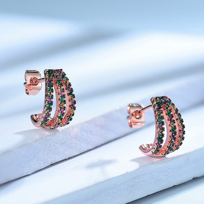 Aretes de Plata 925 con Incrustaciones de Gemas Arcoíris - Image 4