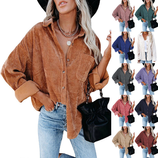Chamarra Casual para Mujer de Solapa con Color Sólido - Otoño e Invierno