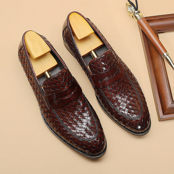 Zapatos de Cuero Tejido para Hombre - Estilo Ejecutivo Casual