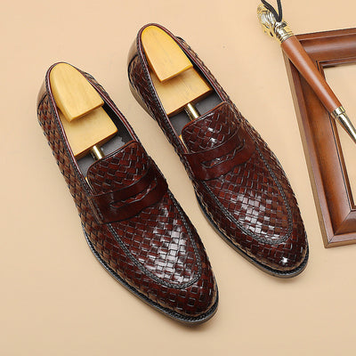 Zapatos de Cuero Tejido para Hombre - Estilo Ejecutivo Casual