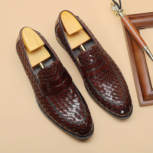 Zapatos de Cuero Tejido para Hombre - Estilo Ejecutivo Casual