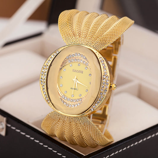 Reloj de Moda para Mujer con Malla Dorada y Plateada - Image 2