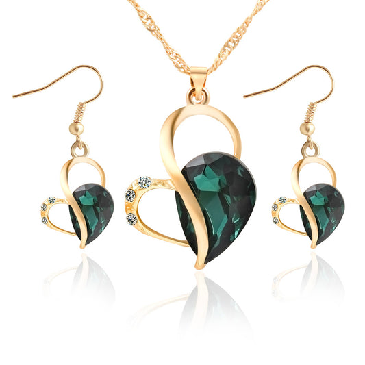 Conjunto de Collares Corazón y Perla Estilo Coreano - Joyería Elegante para Cuello y Oído