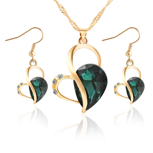 Conjunto de Collares Corazón y Perla Estilo Coreano - Joyería Elegante para Cuello y Oído